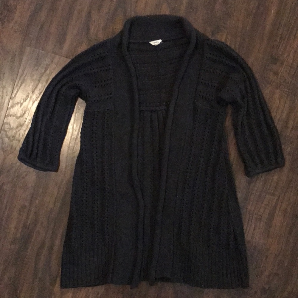Fossil Knit Open Front Cardigan 3/4 Sleeves